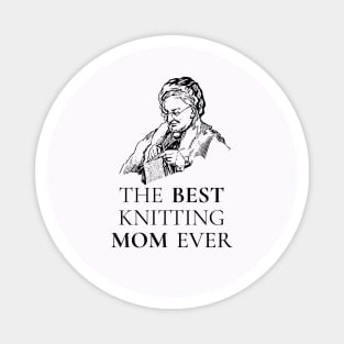 THE BEST KNITTING CRAFTS MOM LINE ART SIMPLE VECTOR STYLE, MOTHER OLD TIMES Magnet